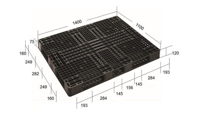 Sản phẩm pallet nhựa màu đen có những loại kích thước nào?