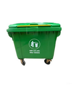Thùng rác 660L 4 bánh xe size lớn, nhựa HDPE nắp kín, giá tốt