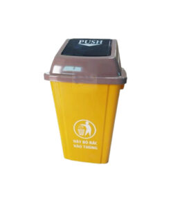 Thùng rác nhựa 60L nắp lật màu vàng
